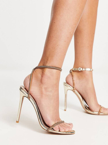 Simmi London Samia barely there embellished sandals in gold