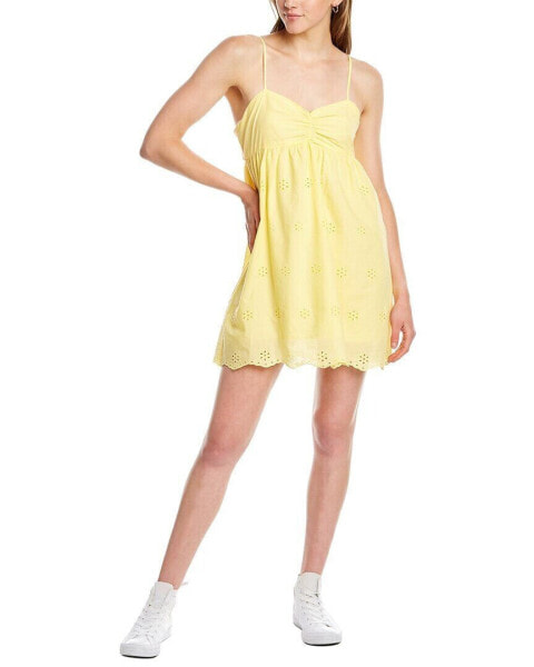 Dnt Eyelet Mini Dress Women's Yellow L