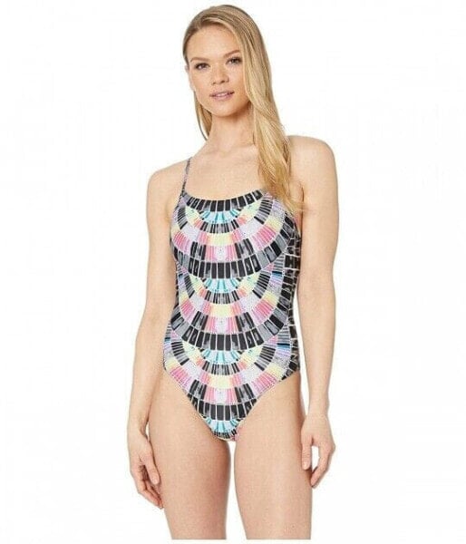 Speedo Women's 242986 One Piece Powerflex Relay Back Printed Swimsuit Size 30