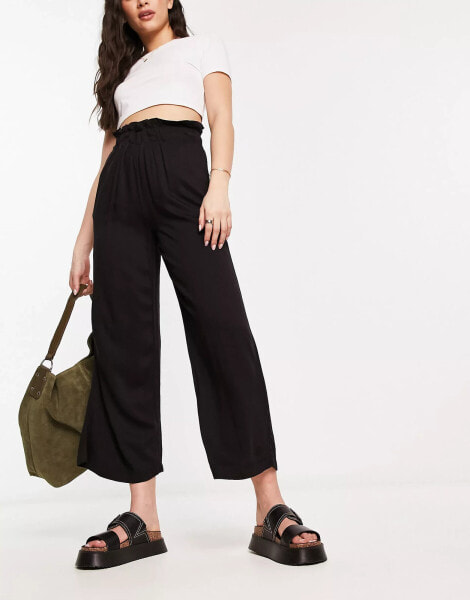 ONLY ruched waist culottes in black