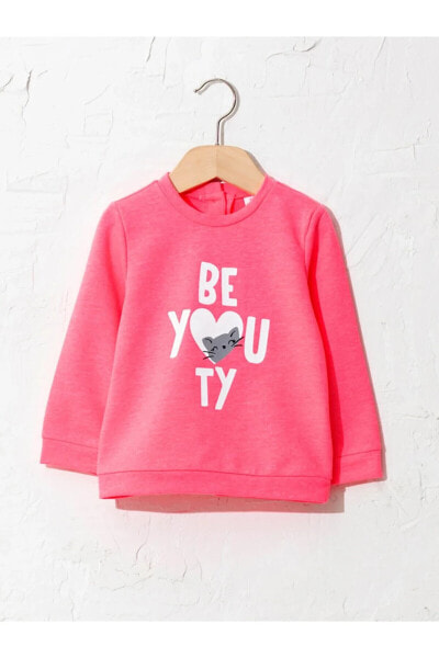 Kız Bebek Neon Pembe Baskılı Sweatshirt