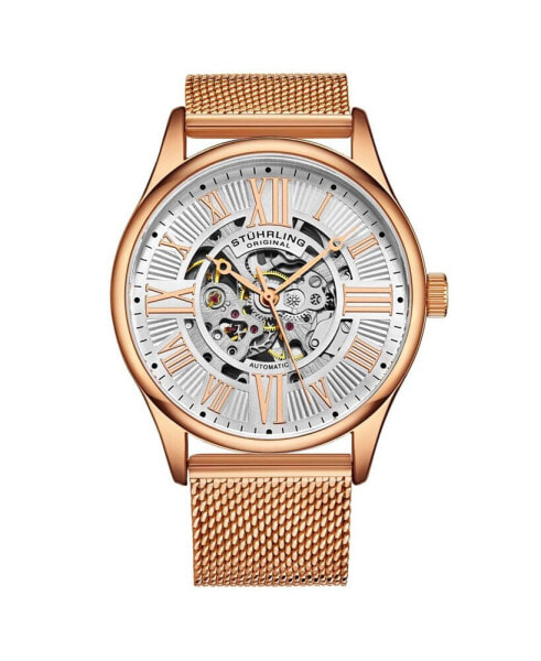 Men's Rose Gold Stainless Steel Bracelet Watch 42mm