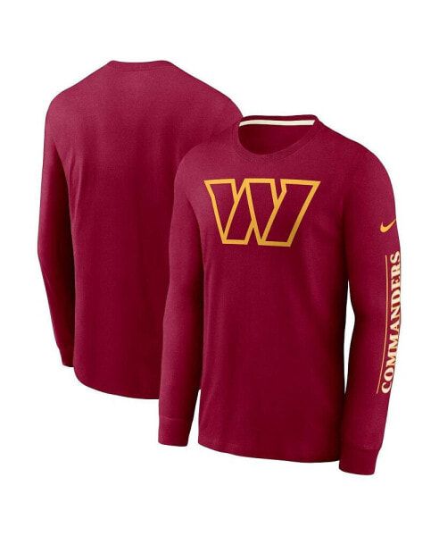 Men's Burgundy Washington Commanders Fashion Tri-Blend Long Sleeve T-shirt