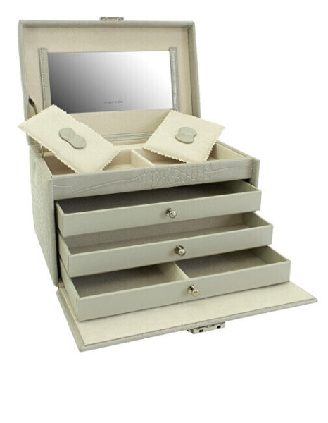 Exclusive gray jewelry box with crocodile pattern Caiman 20135-9