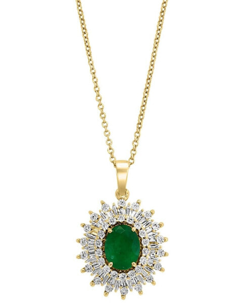 EFFY® Emerald (1-1/2 ct. t.w.) & Diamond (1/5 ct. t.w.) Halo 18" Pendant Necklace in 14k Gold