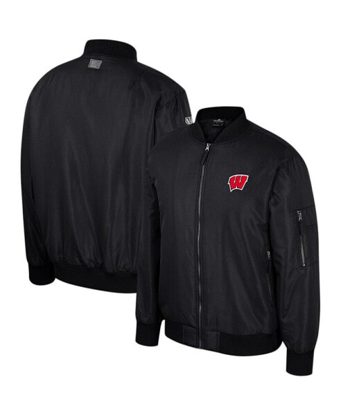 Men's Black Wisconsin Badgers Full-Zip Bomber Jacket