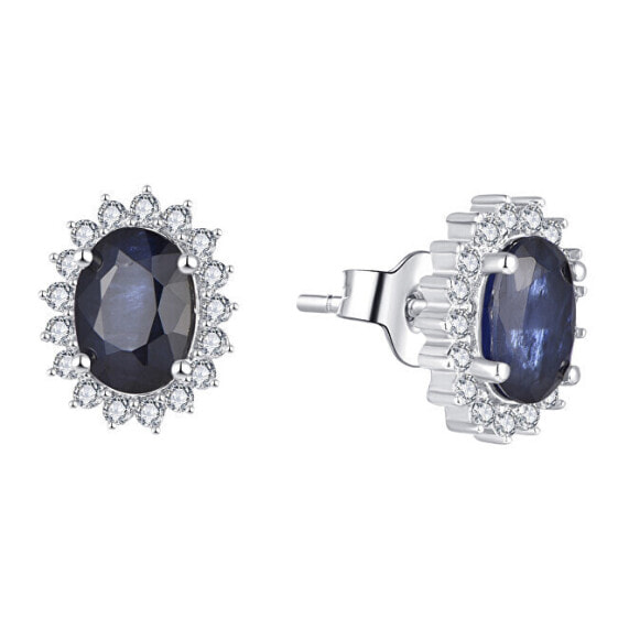 Beautiful silver earrings with sapphire E-FS-5626S