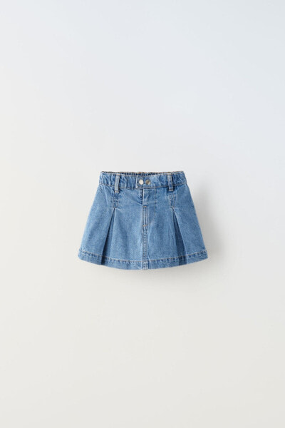 Denim box pleat skort