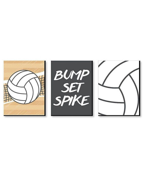 Bump, Set, Spike - Volleyball - Wall Art Decor - 7.5 x 10 inches Set of 3 Prints