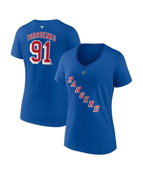 Women's Vladimir Tarasenko Royal New York Rangers Authentic Stack Name and Number V-Neck T-shirt