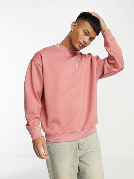 ASOS DESIGN – Oversize-Sweatshirt aus Neopren in staubigem Rosa