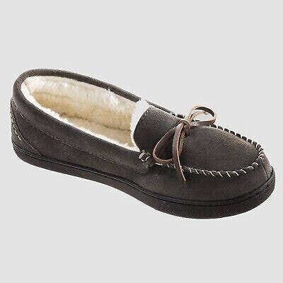 Isotoner Women's Genuine Suede Moccasin Slippers - Gray M