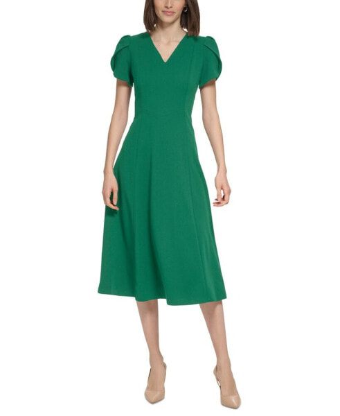 Women's Tulip-Sleeve Midi Dress