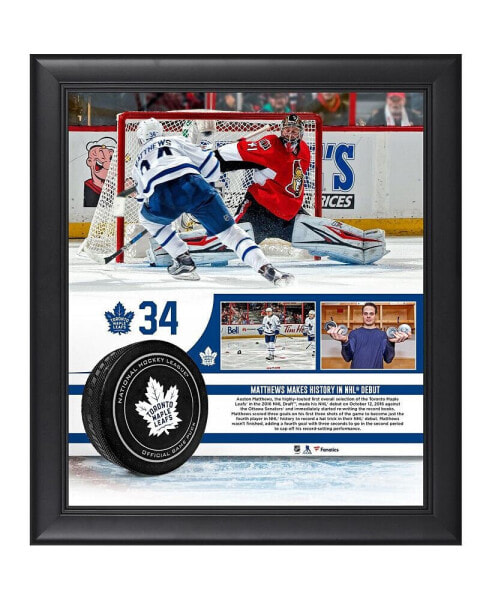 Auston Matthews Toronto Maple Leafs Framed 15" x 17" Four-Goal NHL Debut Collage