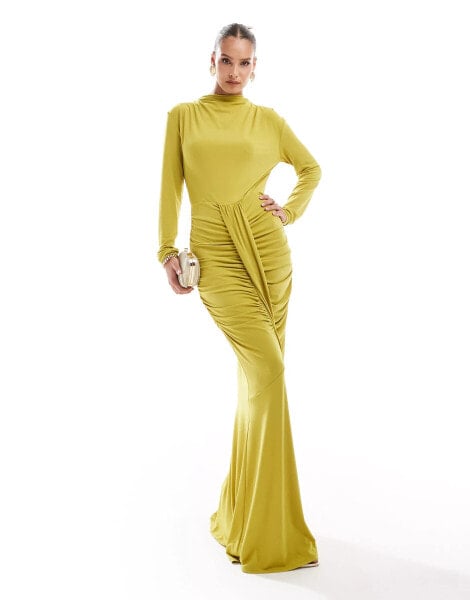 Daska ruched front maxi dress in lime