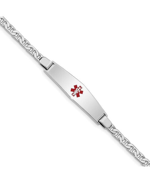 Sterling Silver Rhodium-plated Medical ID Anchor Link Bracelet