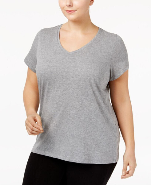 Womens Plus size Sleepwell Solid S/S V-Neck T-Shirt with Temperature Regulating Technology