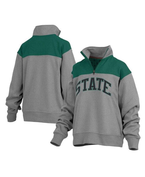 Women's Gray Michigan State Spartans Avon Fleece Quarter-Zip Jacket