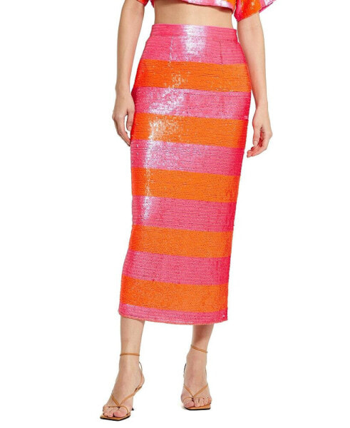 Women's Sequin Striped Classic Midi Pencil Skirt