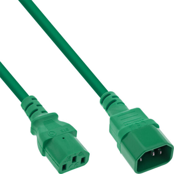 InLine cold device extension - C13 / C14 - green - 0.5m