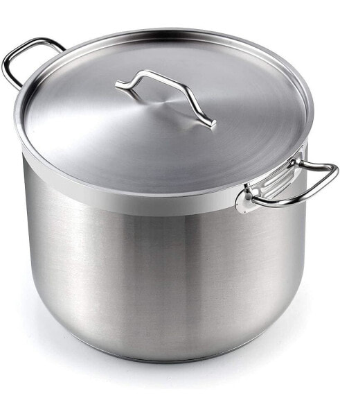 Professional Grade Lid 30 Quart Stainless Steel Stockpot, Silver