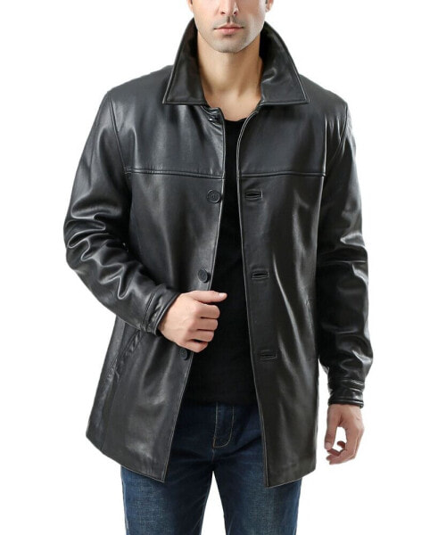 Men Samuel Leather Car Coat - Tall