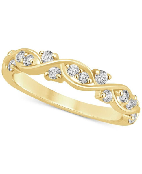 Diamond Swirl Band (3/8 ct. t.w.) in 14k White, Yellow or Rose Gold