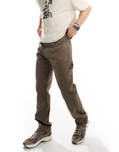 The Couture Club twill carpenter cargo trouser in brown