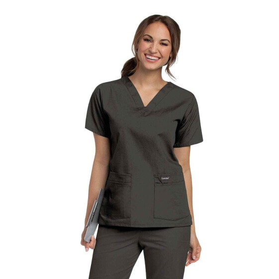 Landau Women's V-Neck Tunic Scrub Top Black size Small