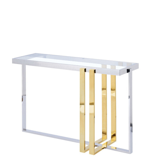 Console Romimex Golden Silver Stainless steel Tempered glass 120 x 78 x 40 cm