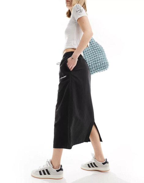 Santa Cruz track midi skirt in black