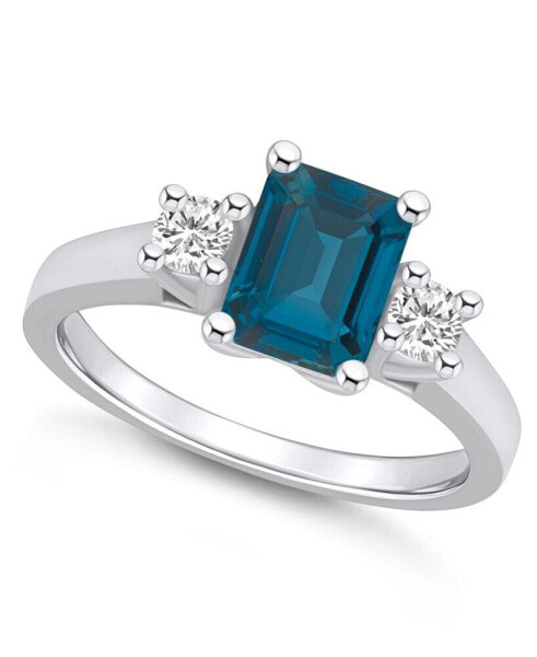 London Blue Topaz and Diamond Ring (2 ct.t.w and 1/4 ct.t.w) 14K White Gold