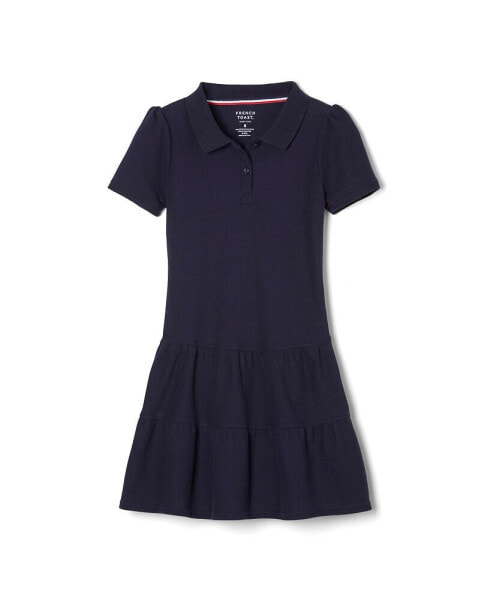 Toddler Girls Short Sleeve Ruffle Pique Polo Dress