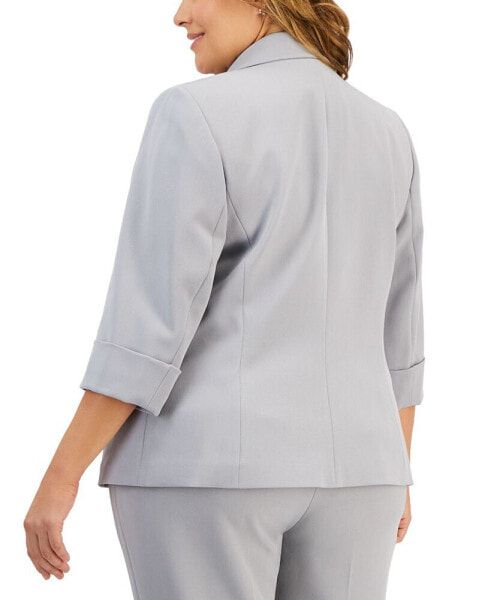 Plus Size Roll-Sleeve One-Button Jacket
