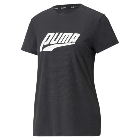 Puma Run Logo Crew Neck Short Sleeve Athletic T-Shirt Womens Black Casual Tops 5