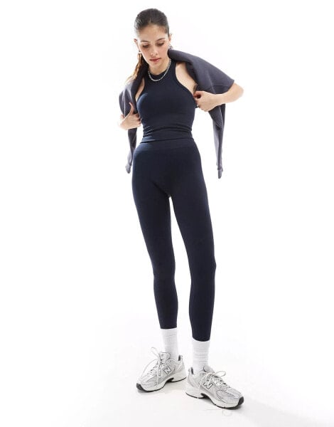 TALA Sculpt Seamless ribbed high waisted leggings in navy