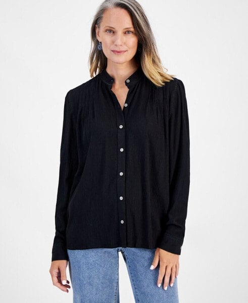 Women's Lace-Inset Button-Front Blouse, Created for Macy's