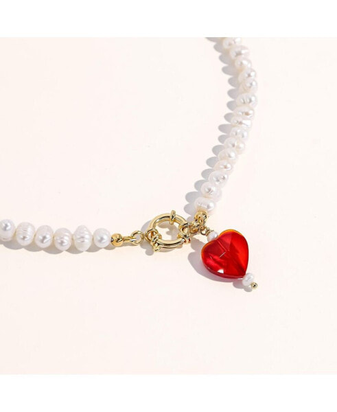 Joey Baby kokoro Freshwater Pearl Heart Necklace 18" For Women