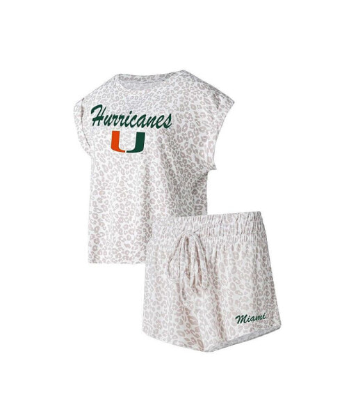 Women's Cream Miami Hurricanes Montana T-shirt and Shorts Sleep Set