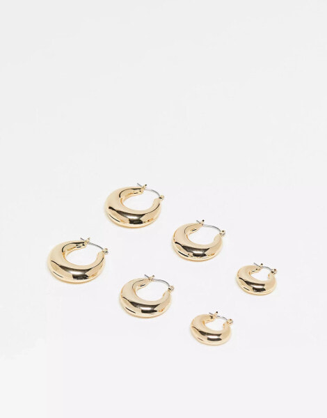 ALDO Rothorn multipack of chubby hoop earrings in gold