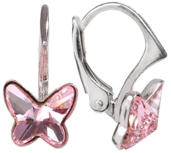 Girl´s silver earrings Butterfly Light Rose