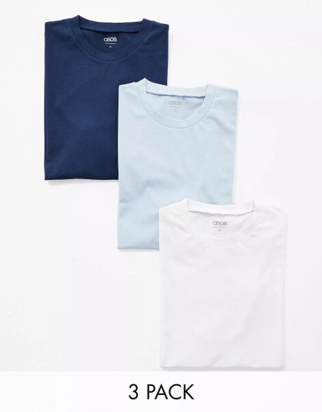 ASOS DESIGN 3 pack t-shirt in multiple colours