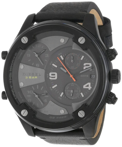 Diesel Men's Boltdown Quartz Leather Chronograph Watch, Color: Black (Model: ...