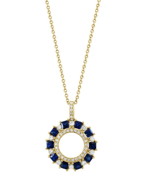 EFFY® Sapphire (3/4 ct. t.w) & Diamond (1/3 ct. t.w.) Circle 18" Pendant Necklace in 14k Gold