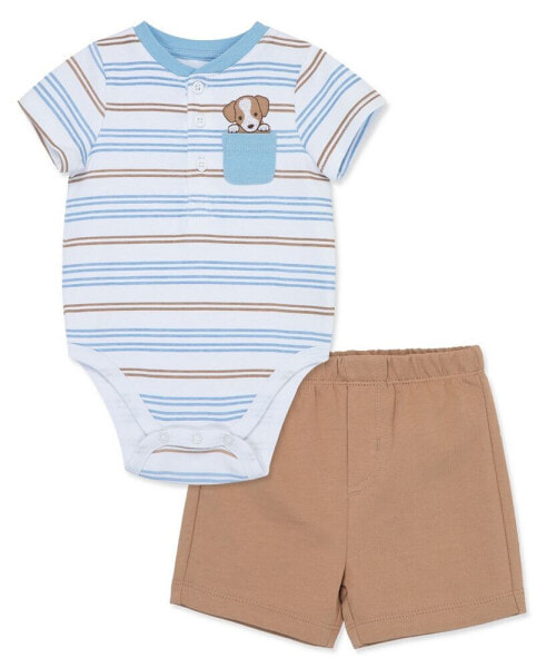 Комплект для младенцев Little Me Baby Boys Bodysuit Shorts Set