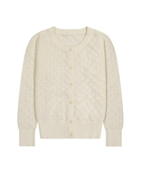 Girls Mia Classic Cotton Lace Cardigan