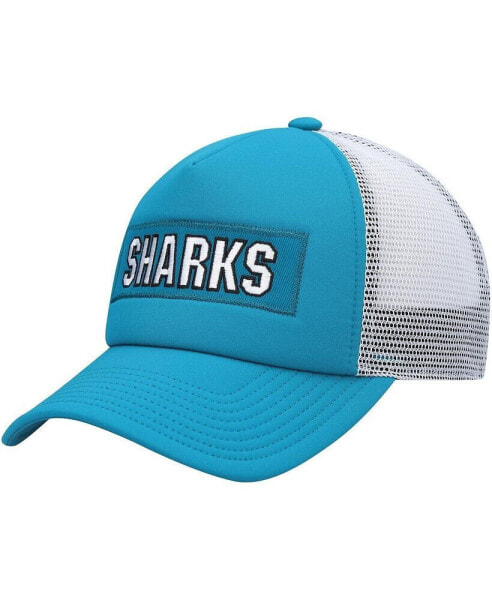 Men's Teal, White San Jose Sharks Team Plate Trucker Snapback Hat