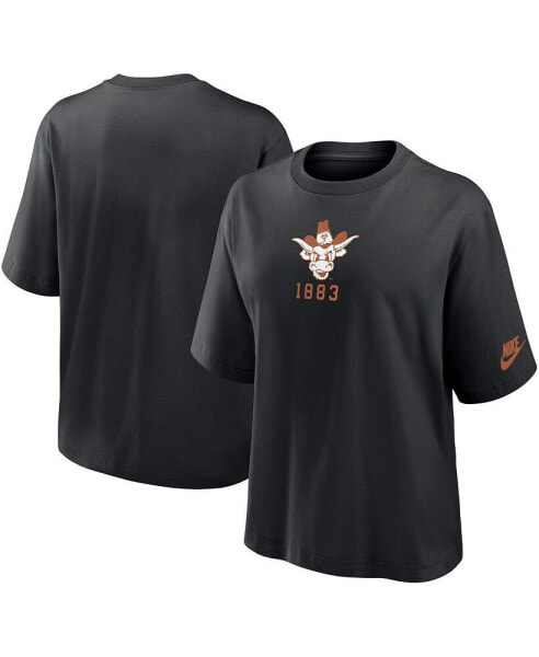 Women's Black Texas Longhorns Boxy Legacy Established T-Shirt