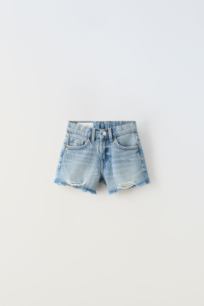 Frayed denim bermuda shorts