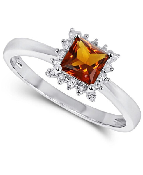 Кольцо Macy's Citrine & Diamond in White Gold.